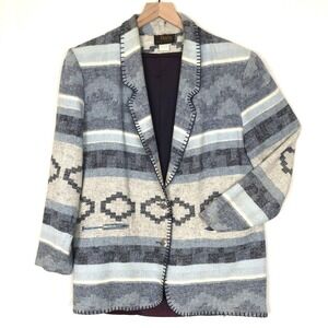 VTG DAVID PAUL New York Southwest Cotton Blend Blanket Jacket Women's M Blue USA